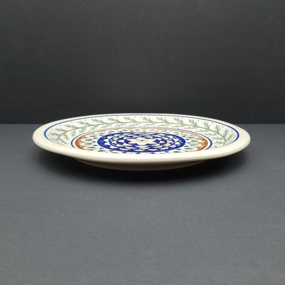 Polish Pottery Pine Boughs Dinner Plate Evergreen Blue Stars Green Trees Plate - Picture 5 of 7